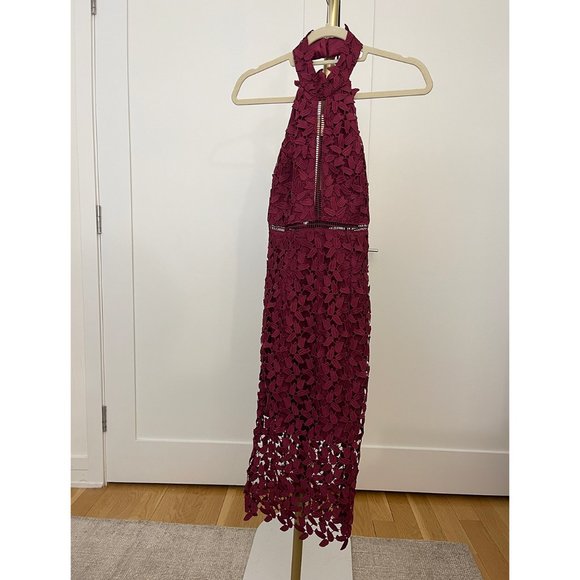 Bardot Gemma Halter Lace Sheath Dress Like New, Burgundy, Size XS - Picture 4 of 8